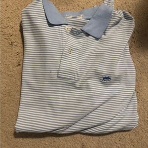 Vineyard Vines Light Blue and White Striped Polo